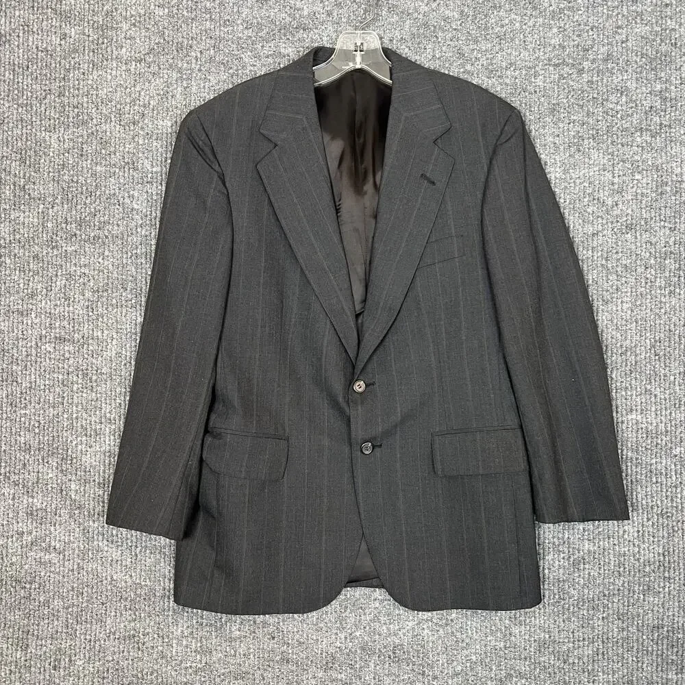 Polo University Club By Ralph Lauren Mens Blazer Sz 38 Gray Striped Wool Preppy